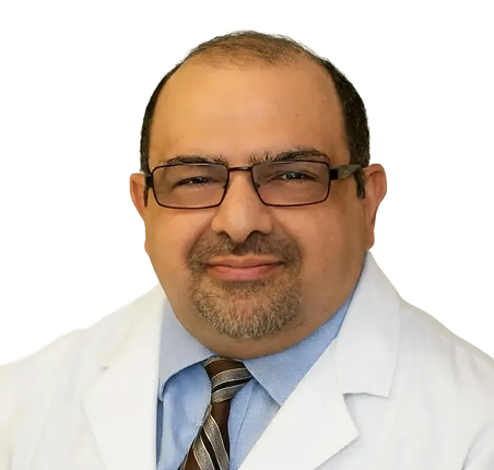 Dr. Krishna Kumar, MD, a medical professional, is depicted in a professional setting, wearing a white coat and stethoscope.