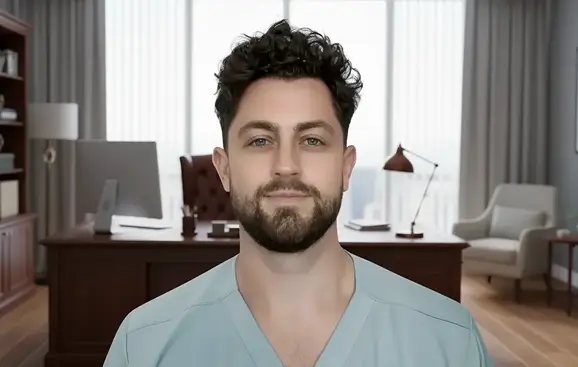 A woman with long black hair wearing a brown jacket stands confidently, showcasing her style and poise.